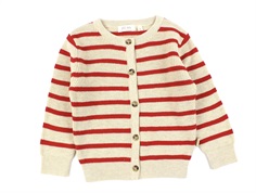 Petit Piao off white/bright red stribet strikcardigan